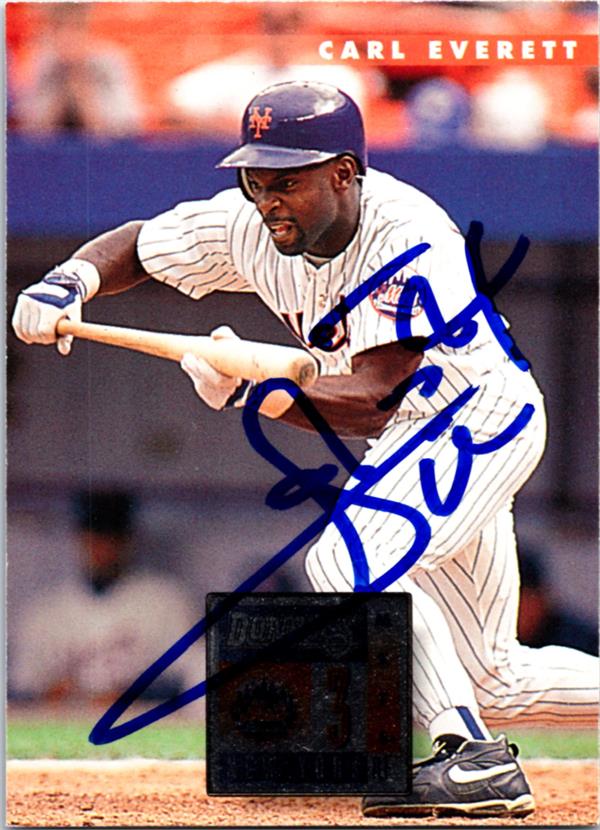 781757 Carl Everett Autographed Baseball Card -   York Mets 1996 Donruss No.312