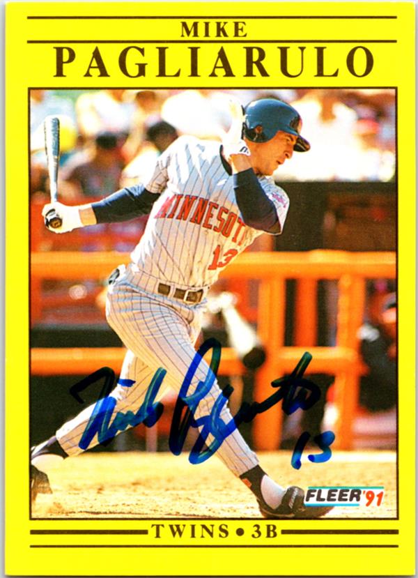 782629 Mike Pagliarulo Signed Baseball Card - Minnesota Twins 1991 Fleer No.U40