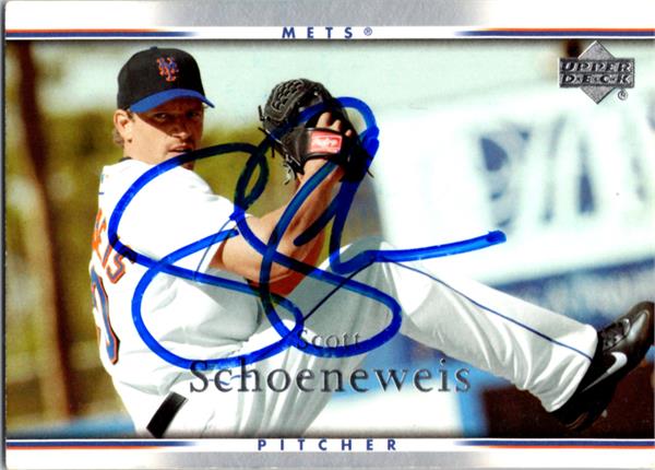 782670 Scott Schoe Eis Autographed Baseball Card -   York Mets, LC 2007 Upper Deck No.828