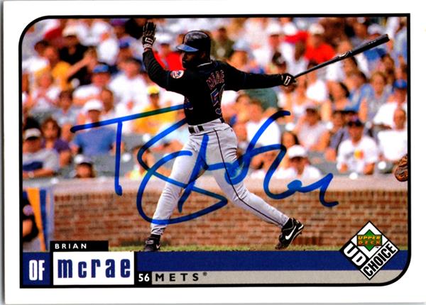782686 Brian Mcrae Autographed Baseball Card -   York Mets, LC 1999 Upper Deck No.112