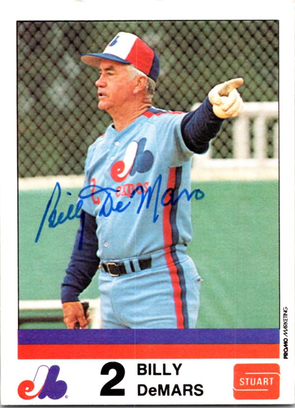 782839 Billy Demars Autographed Baseball Card - Montreal Expos 1983 Stuart No.11