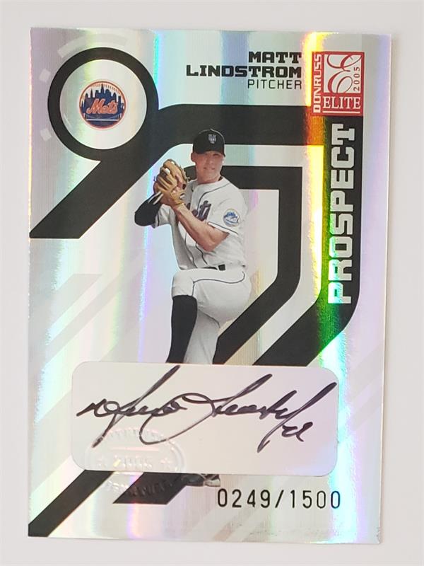 782007 Matthew Lindstrom Autographed Baseball Card -   York Mets 2005 Donruss Elite Refractor No.192