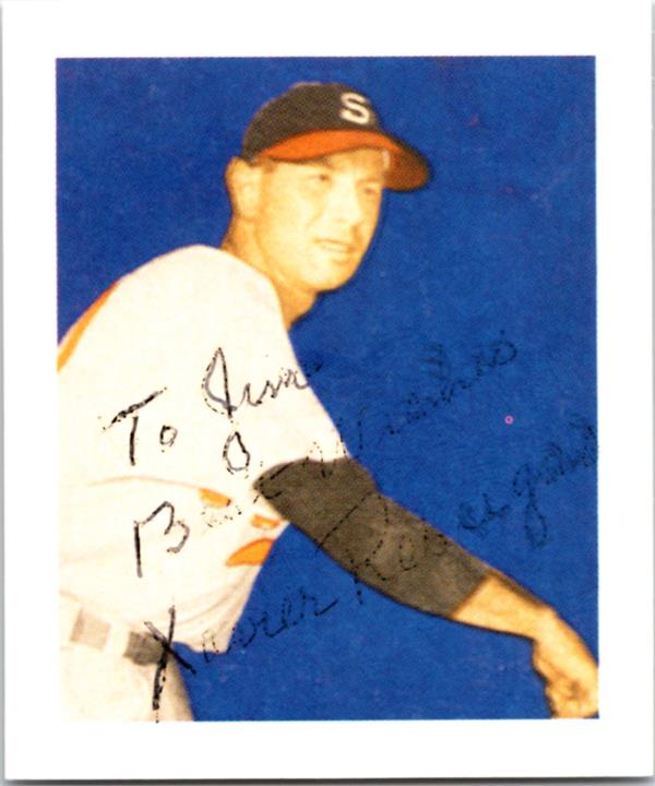 782954 Xavier Rescigno Autographed Baseball Card - San Diego Padres 1987 CCC 1949 Reprint No.5 to Jim