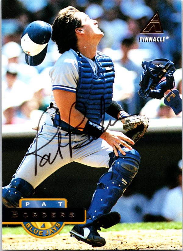 780779 Pat Borders Autographed Baseball Card - Toronto Blue Jays 1994 Pinnacle No.477