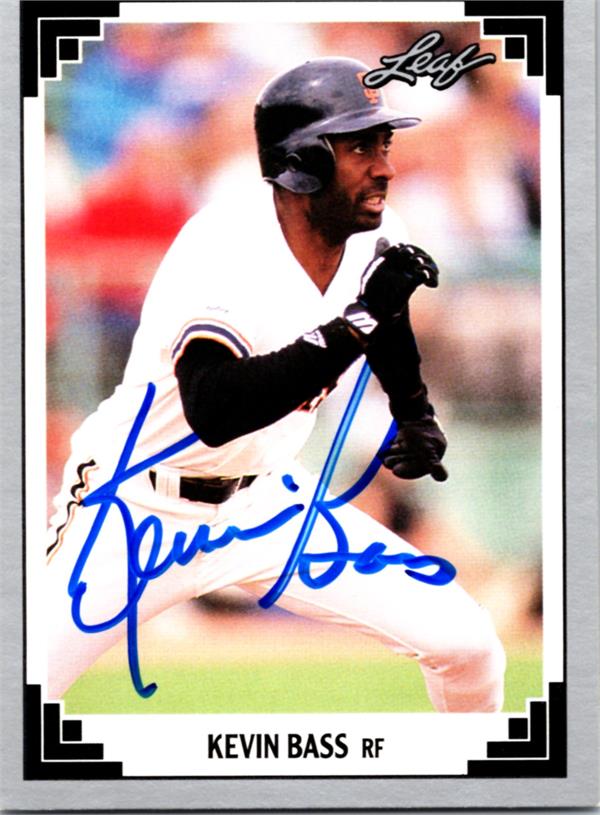 780912 Kevin Bass Autographed Baseball Card - San Francisco Giants 1991 Leaf No.365