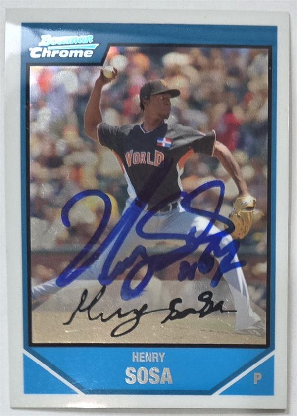 795059 Henry Sosa Autographed Baseball Card - San Francisco Giants 2007 Bowman Chrome Rookie No.BDPP76
