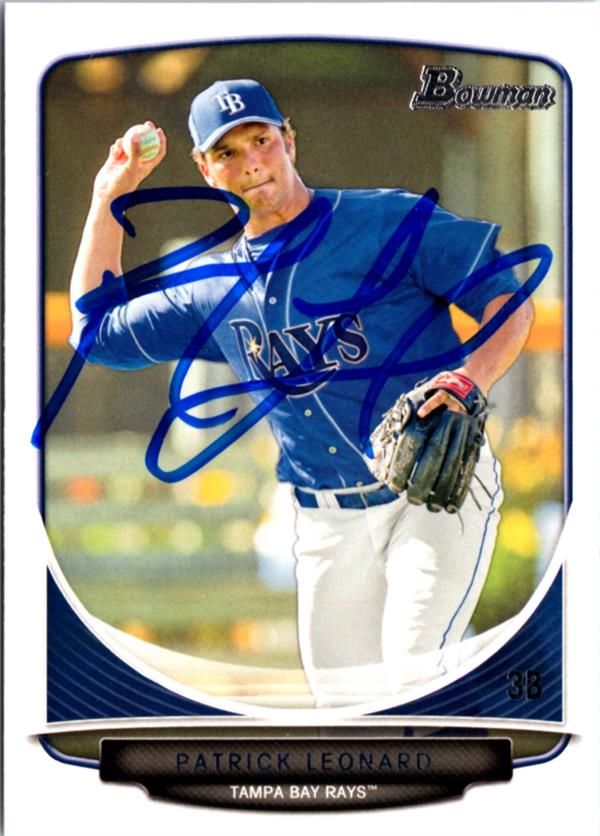 795082 Patrick Leonard Autographed Baseball Card - Tampa Bay Rays 2013 Bowman Rookie No.BP49