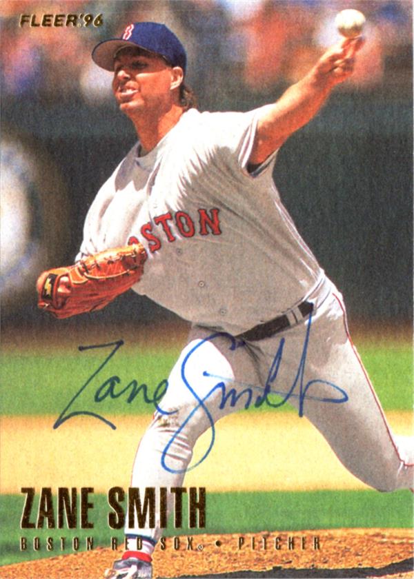 795088 Zane Smith Autographed Baseball Card - Boston Red Sox 1996 Fleer No.34