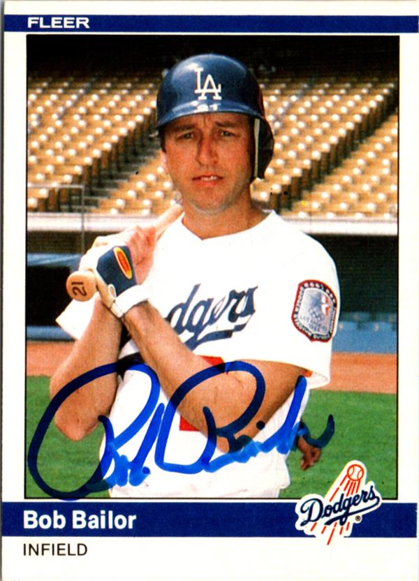 795096 Bob Bailor Autographed Baseball Card - Los Angeles Dodgers 1984 Fleer No.U4