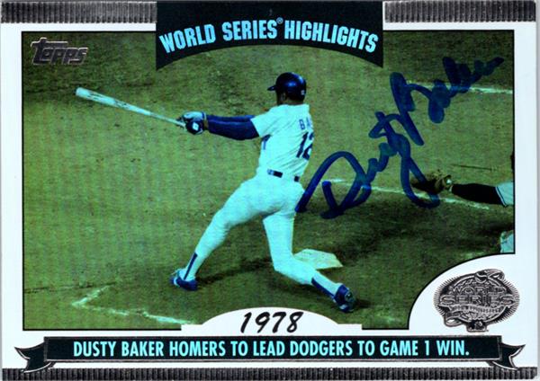 795163 Dusty Baker Autographed Baseball Card - Los Angeles Dodgers 2004 Topps World Series Highlights Refractor No.WSDB