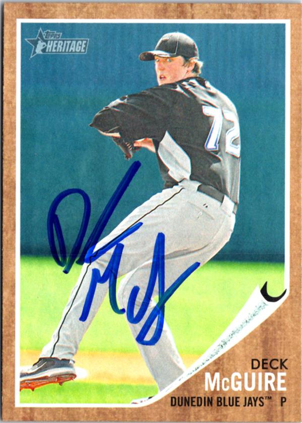 795213 Deck Mcguire Autographed Baseball Card - Dunedin Blue Jays 2011 Topps Heritage No.169
