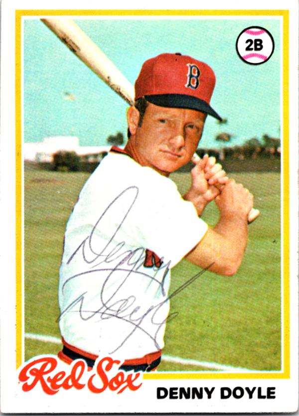 781086 Denny Doyle Autographed Baseball Card - Boston Red Sox 1978 Topps No.642 Ballpoint