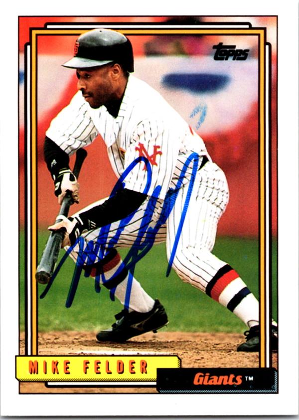 781290 Mike Felder Autographed Baseball Card - San Francisco Giants 1992 Topps No.697