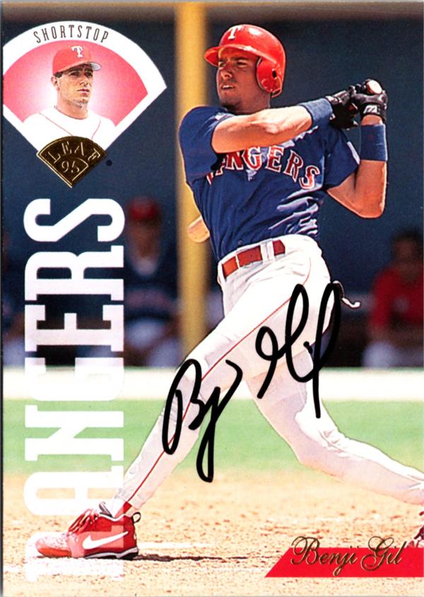 795265 Benji Gil Autographed Baseball Card - Texas Rangers 1995 Leaf No.253