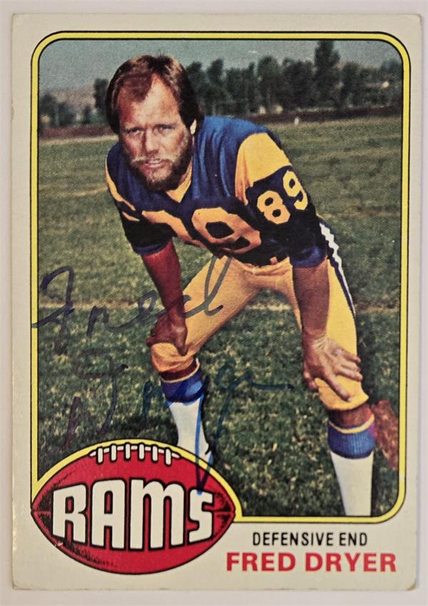 794688 Fred Dryer Autographed Football Card - Los Angeles Rams, Hunter, SC 1976 Topps No.252