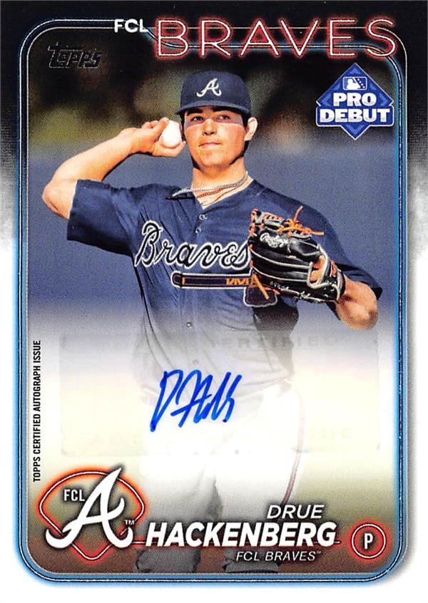 794965 Drue Hackenberg Autographed Baseball Card - Atlanta Braves 2024 Topps Pro Debut Rookie No.PD93