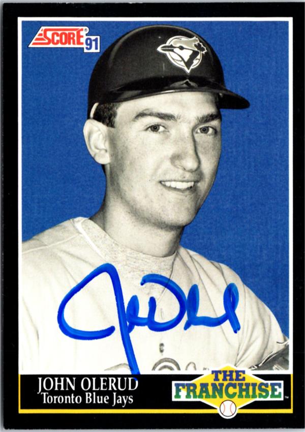 794977 John Olerud Autographed Baseball Card - Toronto Blue Jays 1991 Score The Franchise No.860