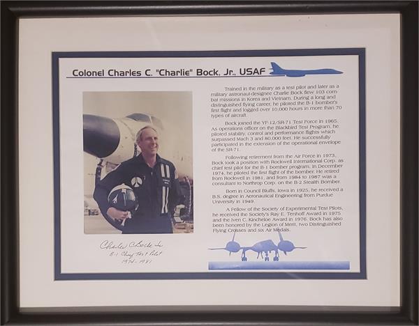 780187 Charlie Bock Jr Autographed 8 x 10 in. Picture Matted Framed - Usaf Pilot
