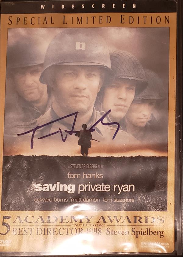 780207 Tom Hanks Autographed Saving Private Ryan DVD - Water Damage