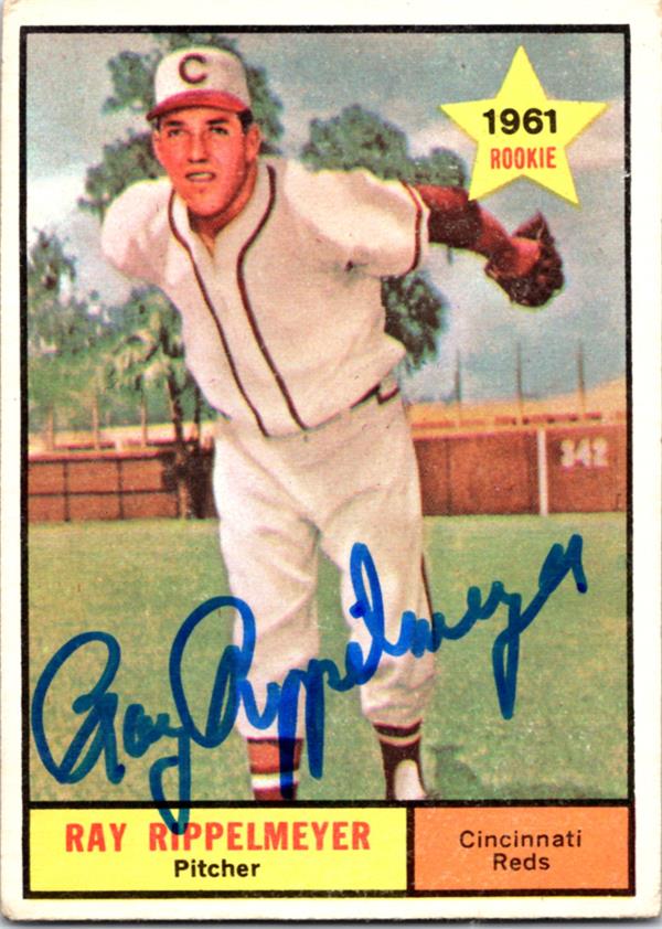 780352 Ray Rippelmeyer Autographed Baseball Card - Cincinnati Reds 1961 Topps Rookie No.276