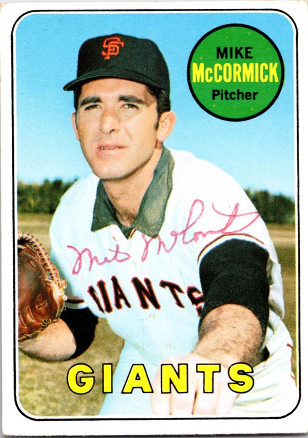 780576 Mike Mccormick Autographed Baseball Card - San Francisco Giants 1969 Topps No.517 Ballpoint