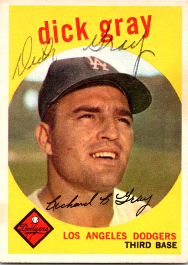 780737 Dick Gray Autographed Baseball Card - Los Angeles Dodgers 1959 Topps No.244