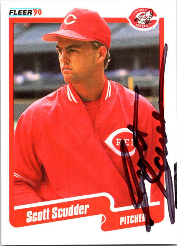 769422 Scott Scudder Autographed Baseball Card - Cincinnati Reds 1990 Fleer No.434