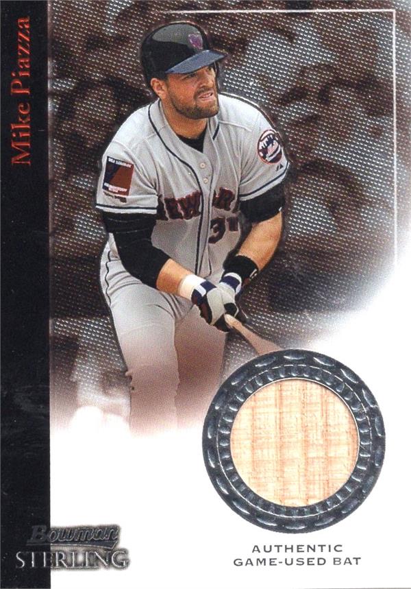 769603 Mike Piazza Player Used Bat Patch Baseball Card -   York Mets 2004 Bowman Sterling No.BSMJP