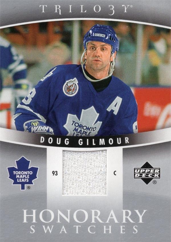 769815 Doug Gilmour Player Worn Jersey Patch Hockey Card - Toronto Maple Leafs 2007 Upper Deck Trilogy No.HSDG
