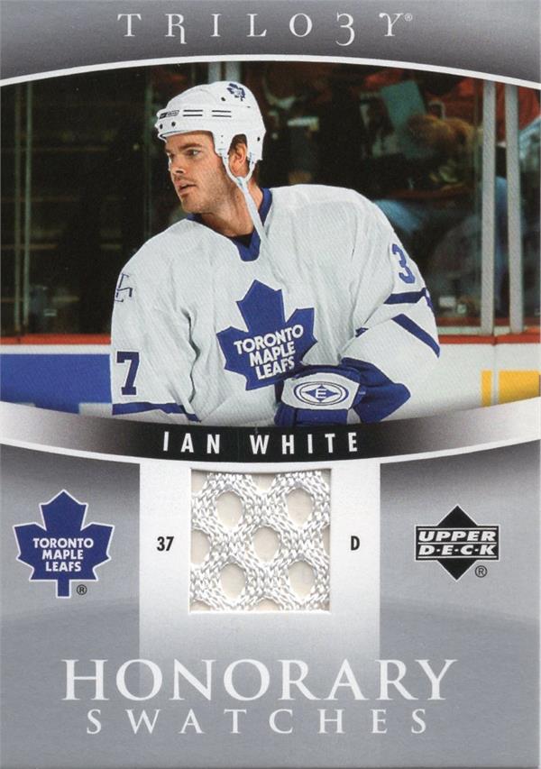 769825 Ian White Player Relic Patch Hockey Card - Toronto Maple Leafs 2007 Upper Deck Trilogy No.HSIW