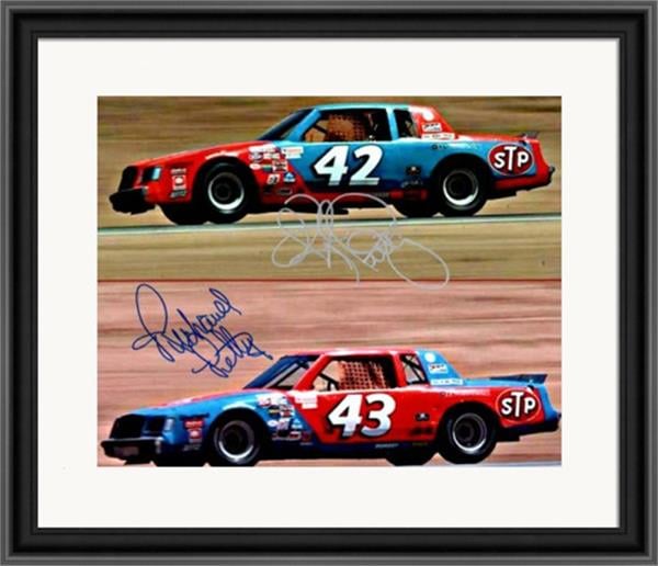 769950 Richard Petty & Kyle Petty Autographed 8 x 10 in. Photo - Auto Racing Legends No.3 Matted & Framed