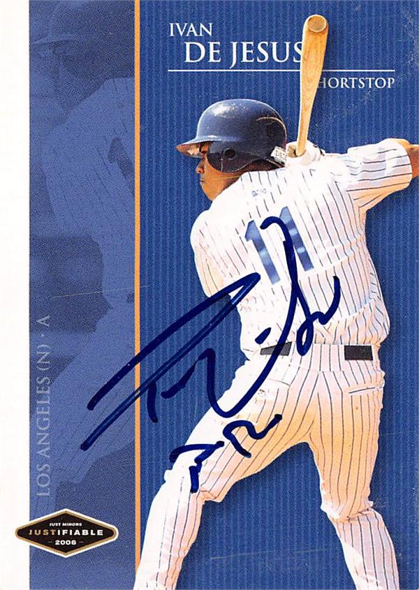 780164 Ivan Dejesus Autographed Baseball Card - Los Angeles Dodgers 2006 Just Minors No.JF7 Creased