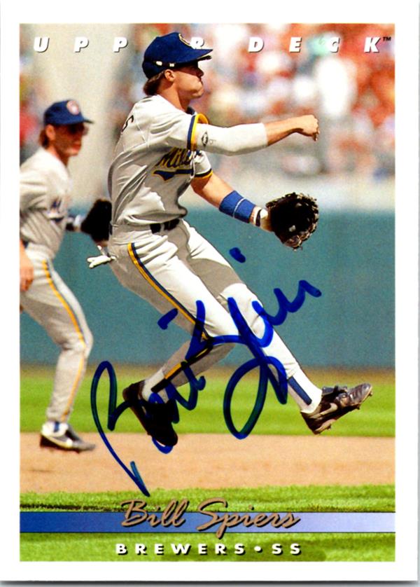 781410 Bill Spiers Autographed Baseball Card - Milwaukee Brewers 1992 Upper Deck No.325