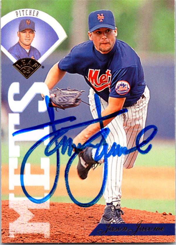 781433 Jason Jacome Autographed Baseball Card -   York Mets 1995 Leaf No.307