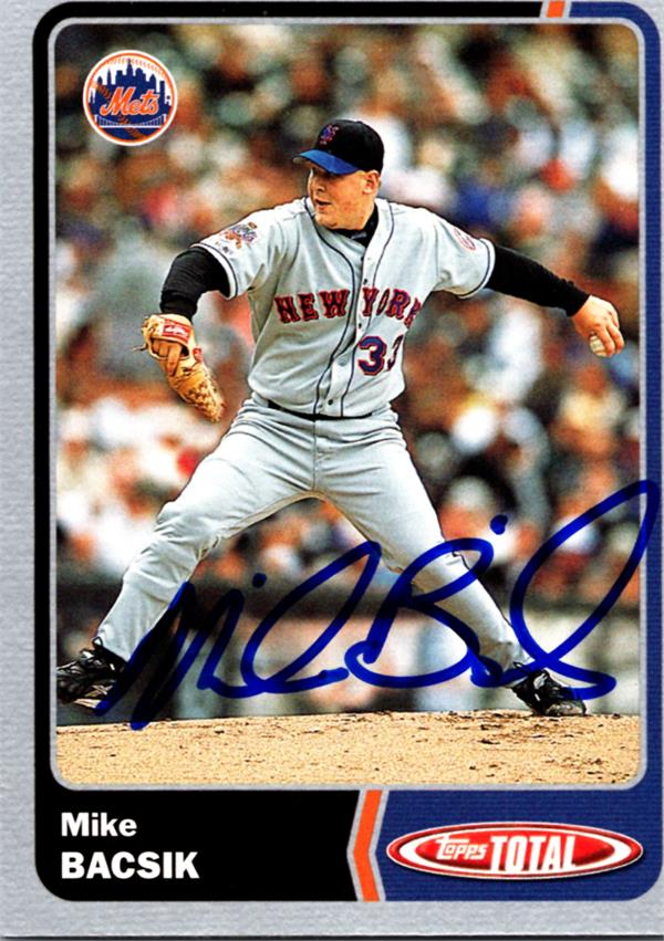 781668 Mike Bacsik Autographed Baseball Card -   York Mets 2003 Topps Total Silver No.263