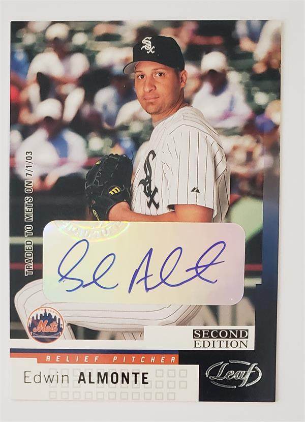 782024 Edwin Almonte Autographed Baseball Card - White Sox, Mets 2003 Leaf No.163