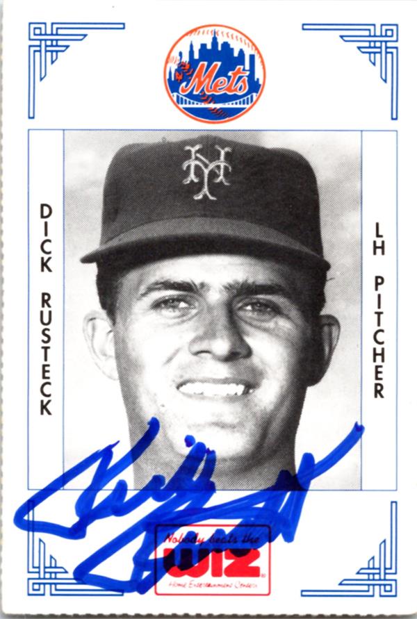 782130 Dick Rusteck Autographed Baseball Card -   York Mets, LC 1991 Wiz Mini No.337