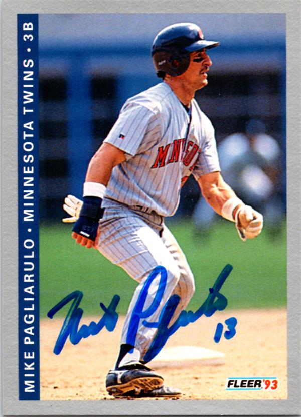 782635 Mike Pagliarulo Autographed Baseball Card - Minnesota Twins 1993 Fleer No.641