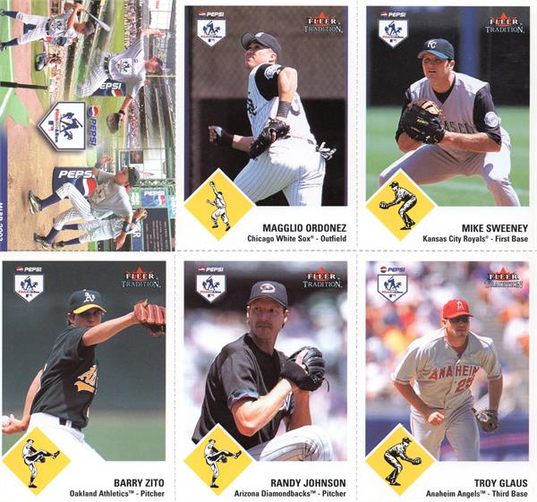 782666 2003 Fleer Tradition Pepsi Phr Baseball Card Sheet 5 Randy Johnson Zito Glaus -  Autograph Warehouse