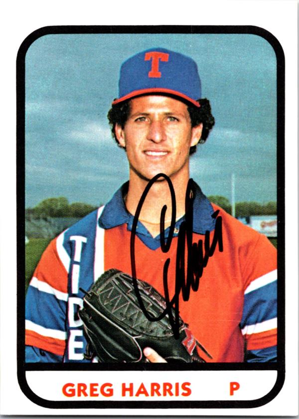 782874 Greg Harris Autographed Baseball Card - Tidewater Tides, Mets 1981 TCMA No.1114