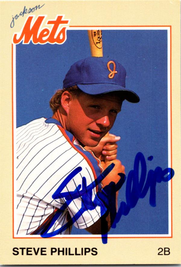 782884 Steve Phillips Autographed Baseball Card - Jackson Mets 1986 Coca Cola No.18