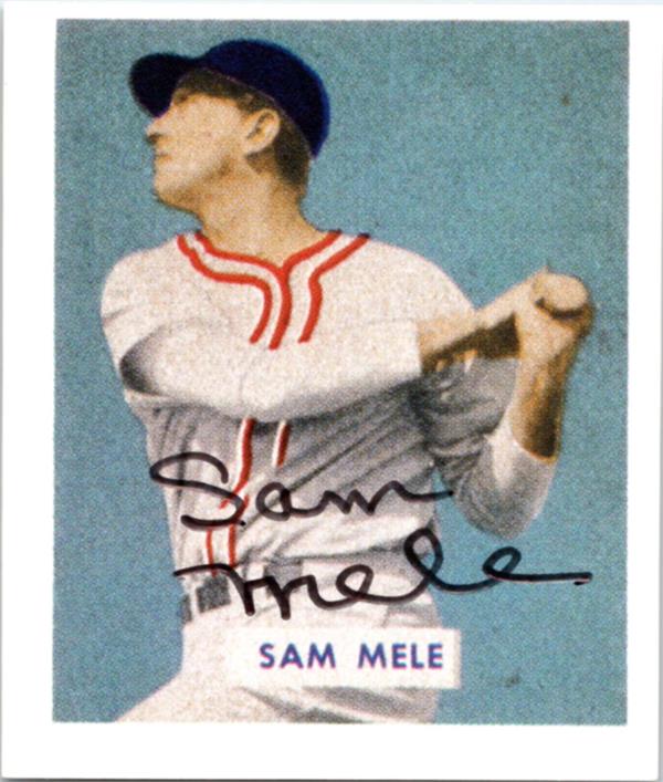 782900 Sam Mele Autographed Baseball Card - Boston Red Sox 1988 CCC 1949 Reprint No.118