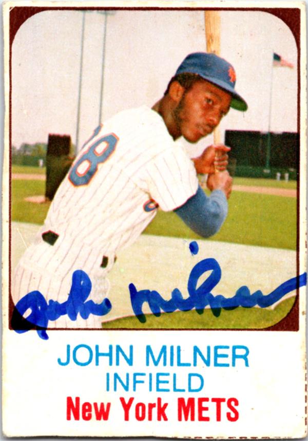 783070 John Milner Autographed Baseball Card -   York Mets 1975 Hostess Mini No.15