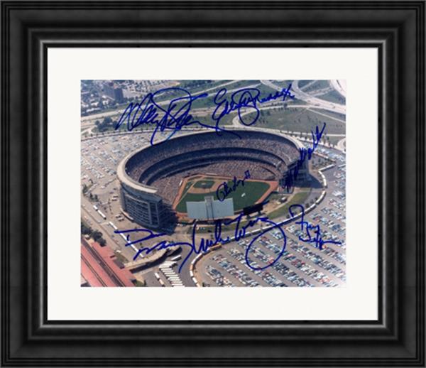 York Mets Shea Stadium 8 x 10 in. Photo - Autographed by Mookie Wilson Mike Torrez Fred Wilpon Davey Johnson Maddox Linz Murray Matted Framed 67