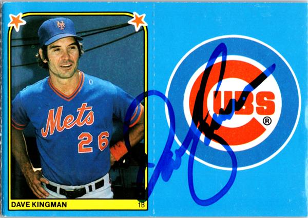 794182 Dave Kingman Autographed Baseball Card - Chicago Cubs, Mets 1983 Fleer Stickers No.232