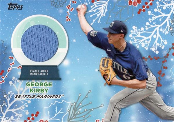794308 George Kirby Player Worn Jersey Patch Baseball Card - Seattle Mariners 2023 Topps Holiday Mega No.RCGK