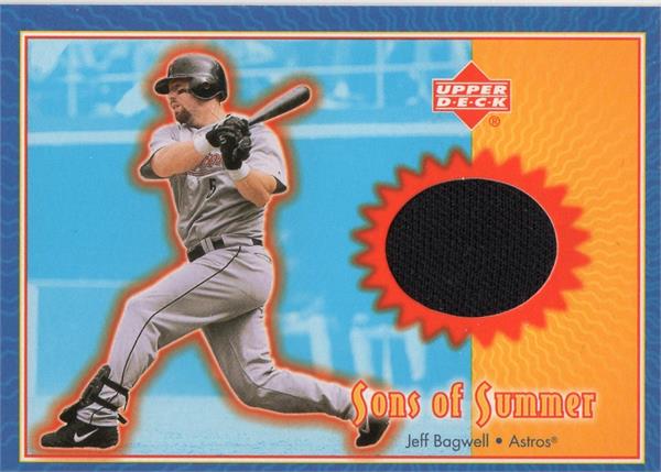 736800 Jeff Bagwell Worn Jersey Patch Baseball Card - Houston Astros 2002 Upper Deck Sons of Summer No.SSJB