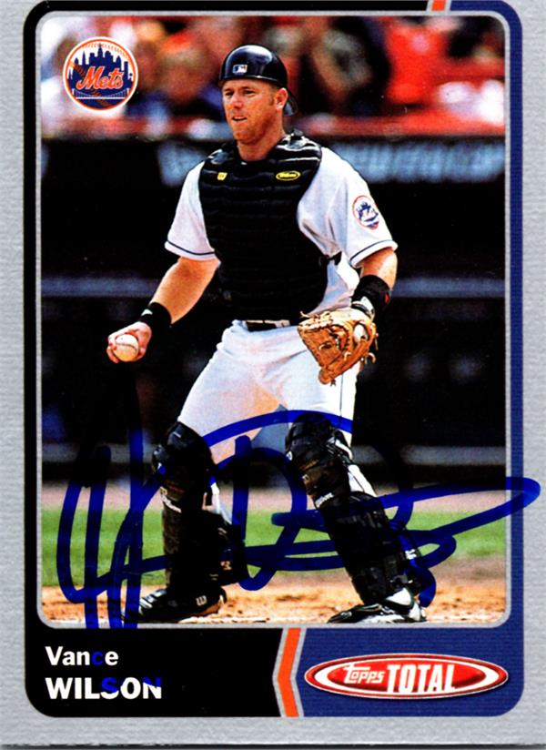 737054 Vance Wilson Autographed Baseball Card -   York Mets 2003 Topps Total Silver No.34