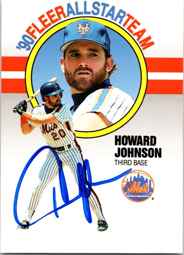 737138 Howard Johnson Autographed Baseball Card -   York Mets 1990 Fleer All Star No.4