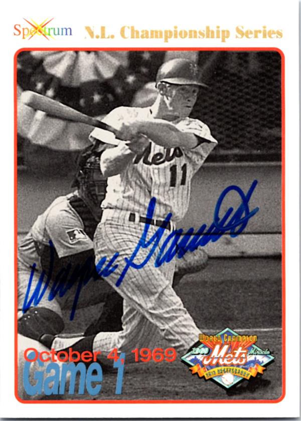 737145 Wayne Garrett Autographed Baseball Card -   York Mets 1994 Spectrum Miracle No.58